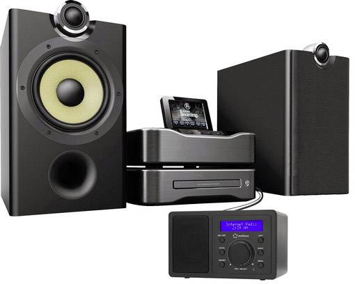 Renkforce RF-IR-MONO1 Internet Tischradio Internet Bluetooth®, AUX, WLAN, Internetradio DLNA-fähig Schwarz