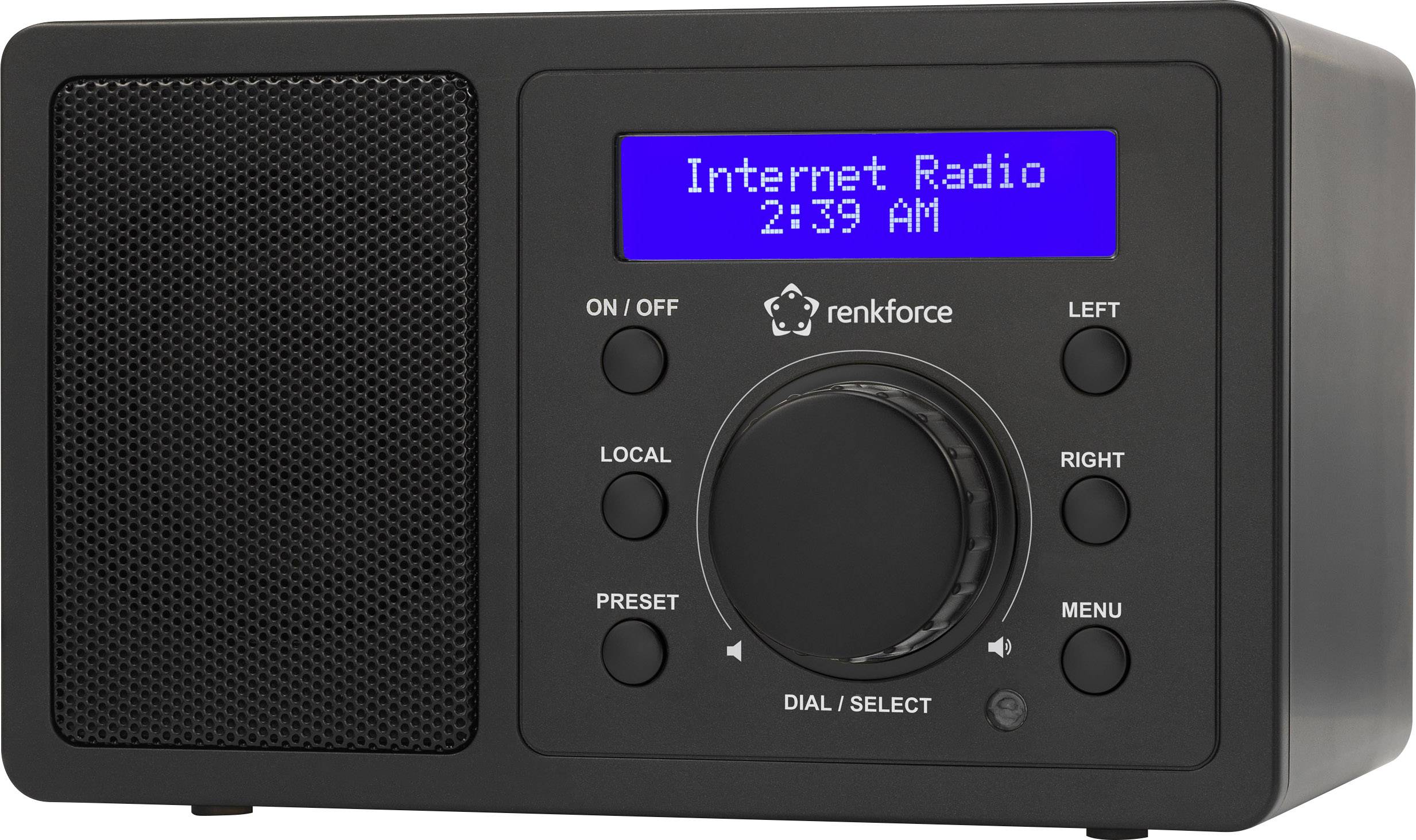 Renkforce RF-IR-MONO1 Internet Tischradio Internet Bluetooth®, AUX, WLAN, Internetradio DLNA-fähig Schwarz