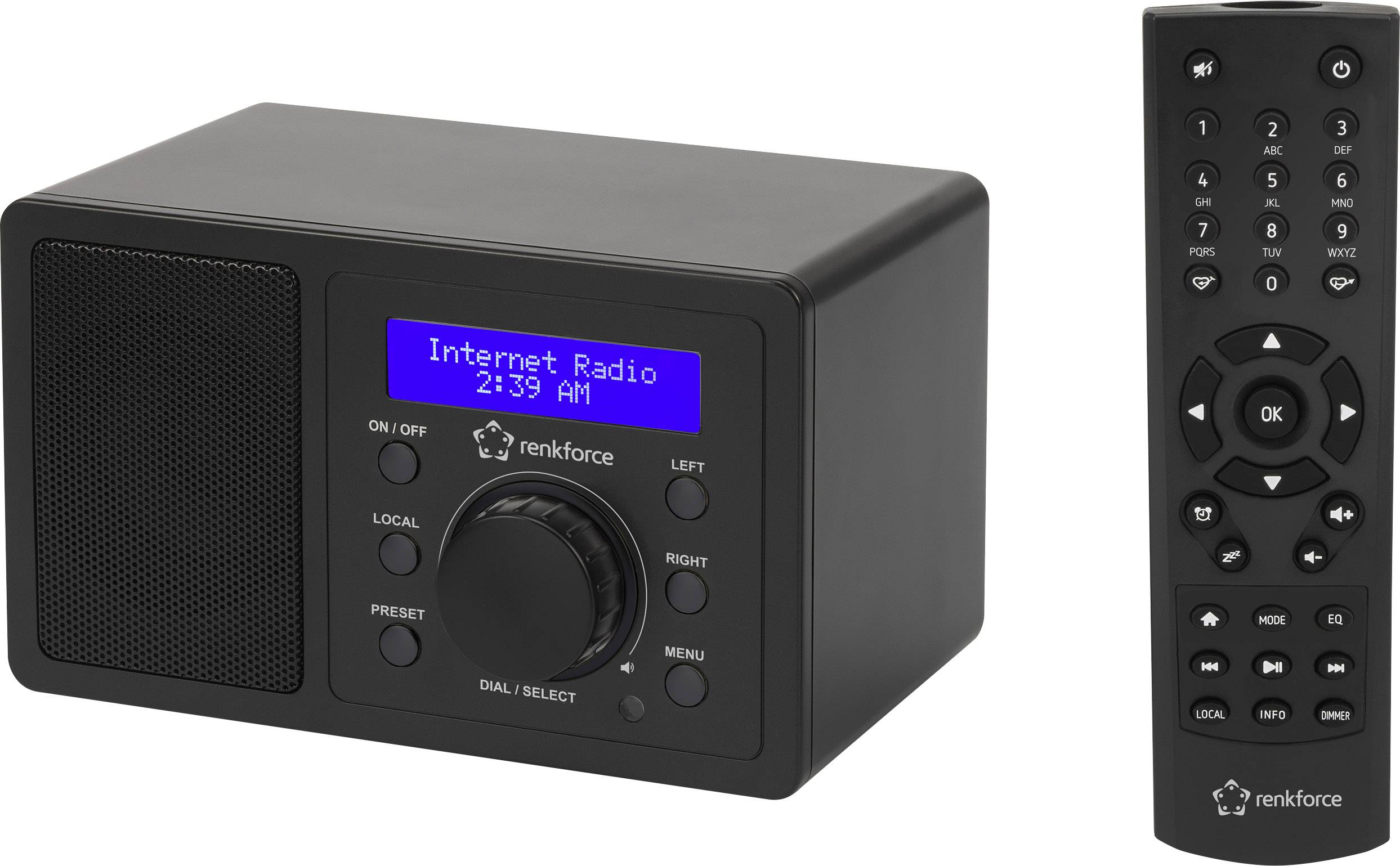 Renkforce RF-IR-MONO1 Internet Tischradio Internet Bluetooth®, AUX, WLAN, Internetradio DLNA-fähig Schwarz