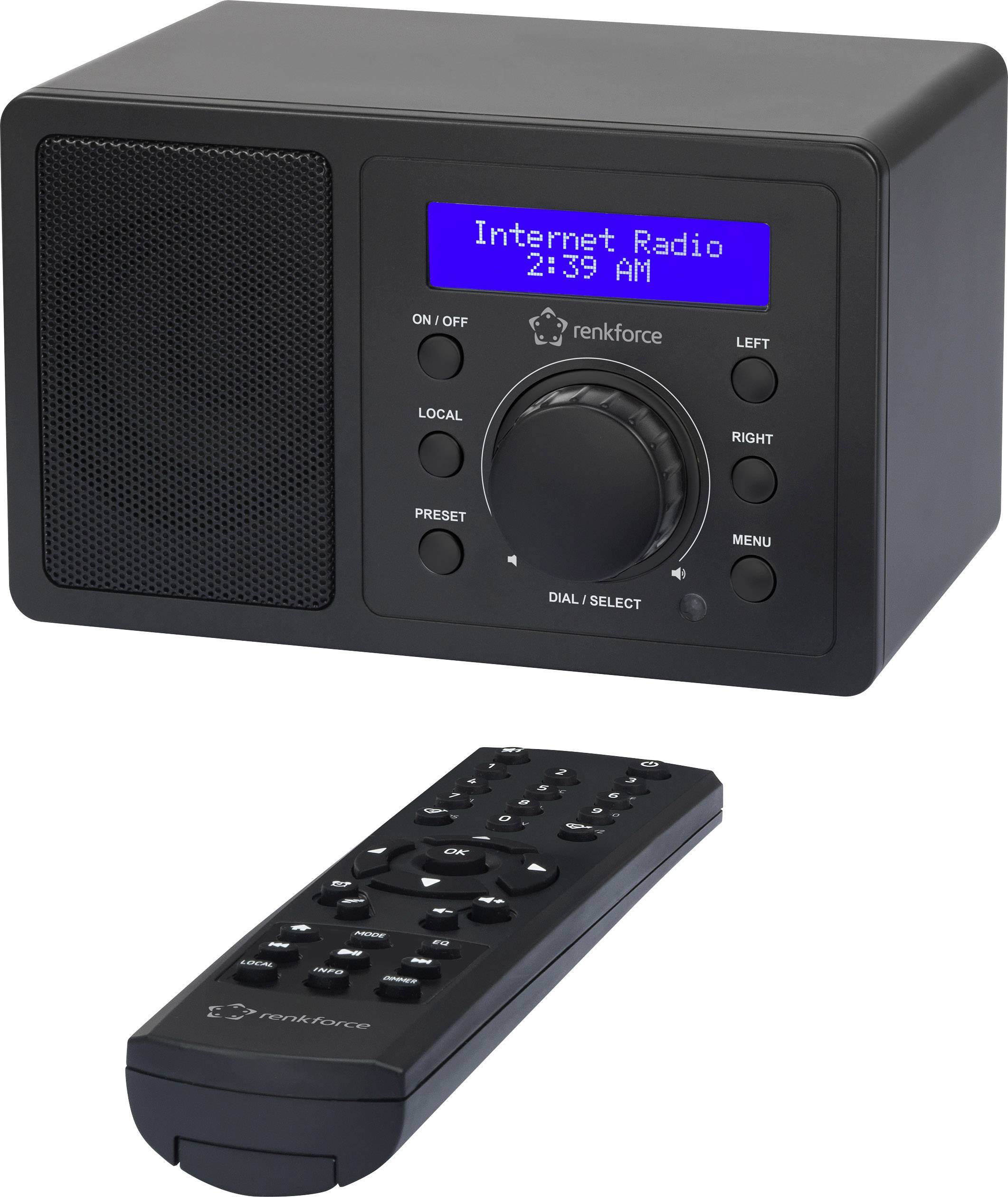 Renkforce RF-IR-MONO1 Internet Tischradio Internet Bluetooth®, AUX, WLAN, Internetradio DLNA-fähig Schwarz