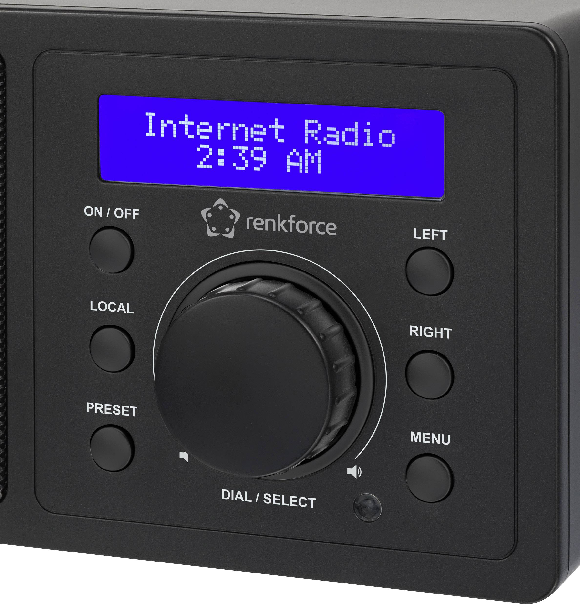 Renkforce RF-IR-MONO1 Internet Tischradio Internet Bluetooth®, AUX, WLAN, Internetradio DLNA-fähig Schwarz