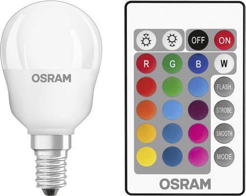 Osram LED EEK A (A++ - E) E14 Tropfenform 4.5W = 25W RGBW (Ø x L) 45mm x 85mm inkl. Fernbedienung,