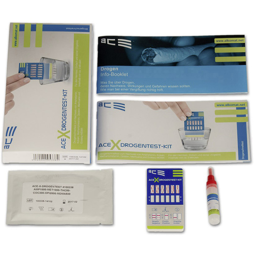 ACE Kit X 100338 Drogentest-Kit Urintest, Wischtest Prüfbare Drogen=Amphetamine, MDMA, Methamphetamine, Opiate