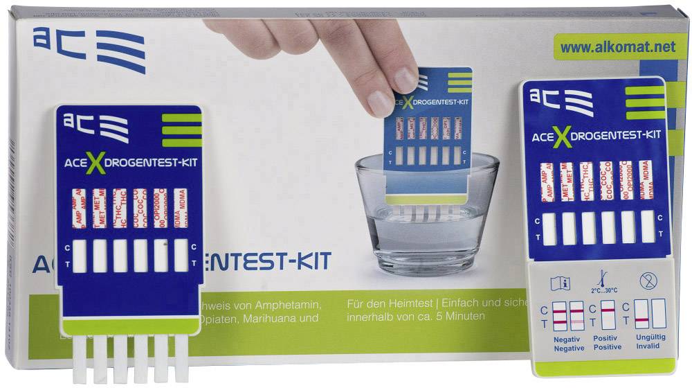 ACE Kit X 100338 Drogentest-Kit Urintest, Wischtest Prüfbare Drogen=Amphetamine, MDMA, Methamphetamine, Opiate