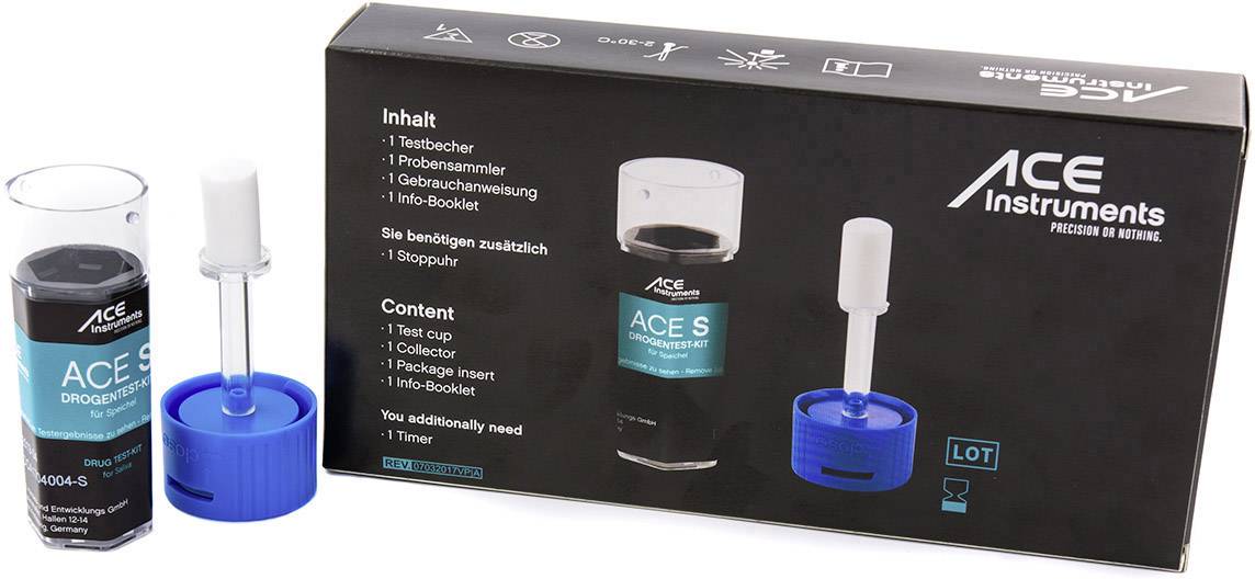 ACE Kit S 100341 Drogentest-Kit Speicheltest Prüfbare Drogen=Amphetamine, Kokaine, Kokaine, Methamp