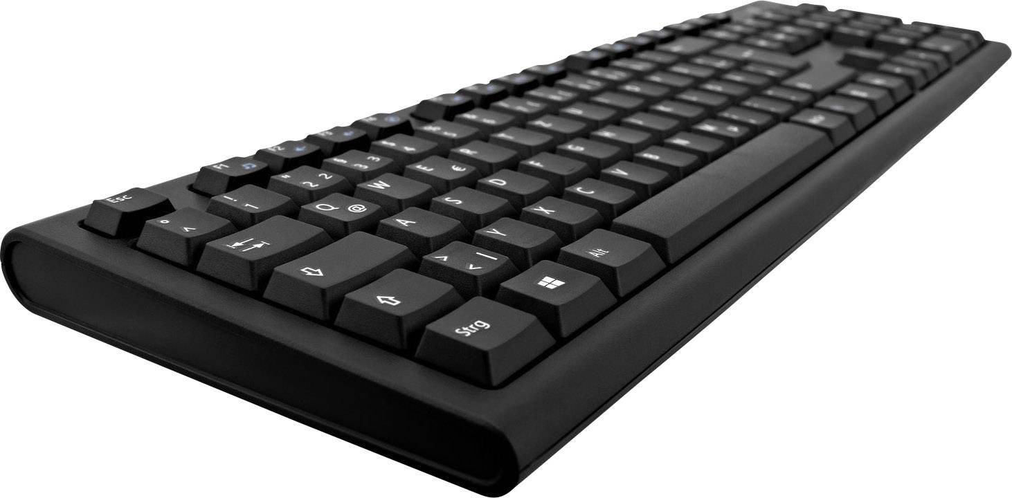 V7 Videoseven CKW200DE Funk Tastatur, Maus-Set Spritzwassergeschützt Deutsch, QWERTZ Schwarz