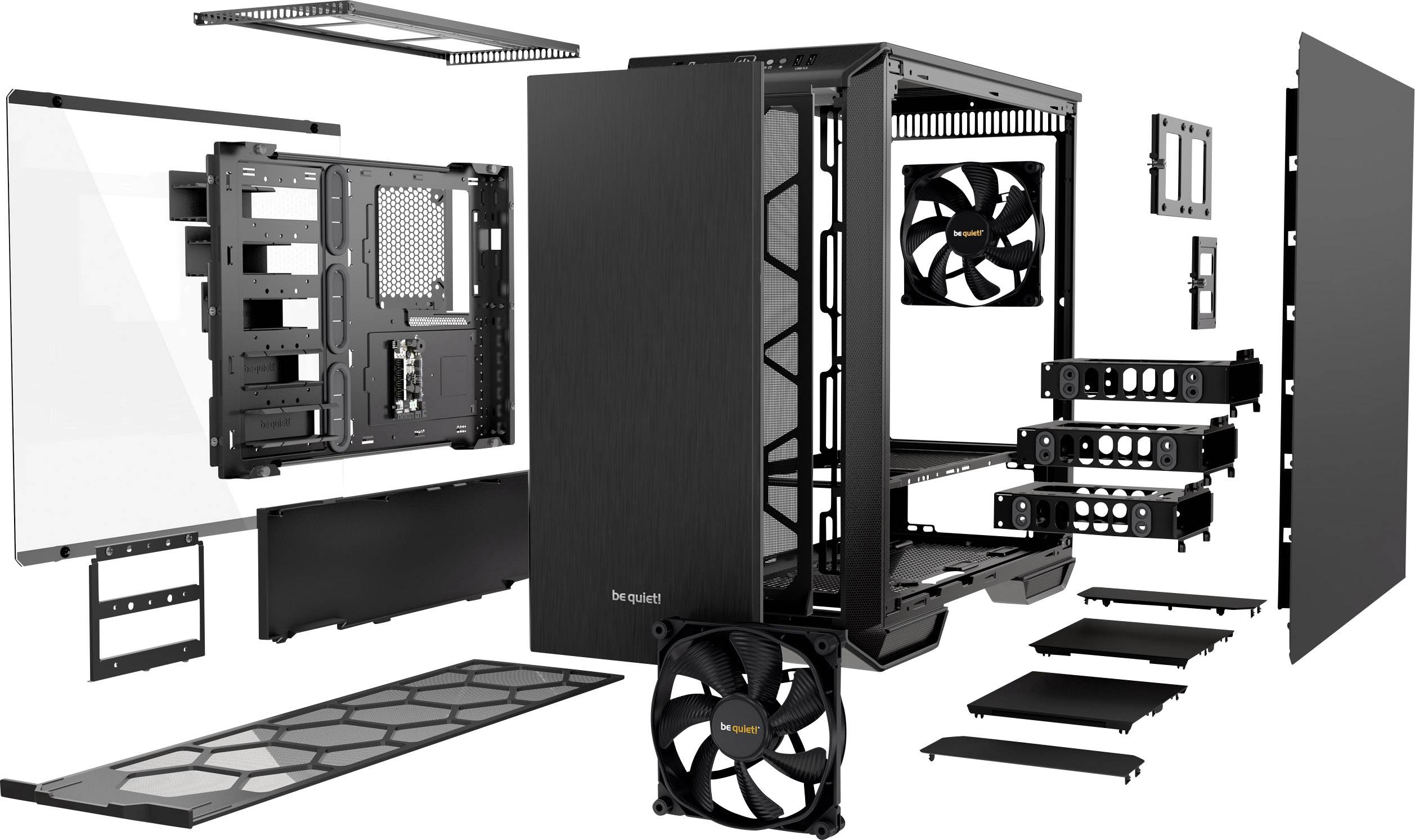 BeQuiet Dark Base 700 Midi-Tower PC-Gehäuse Schwarz 2 vorinstallierte Lüfter