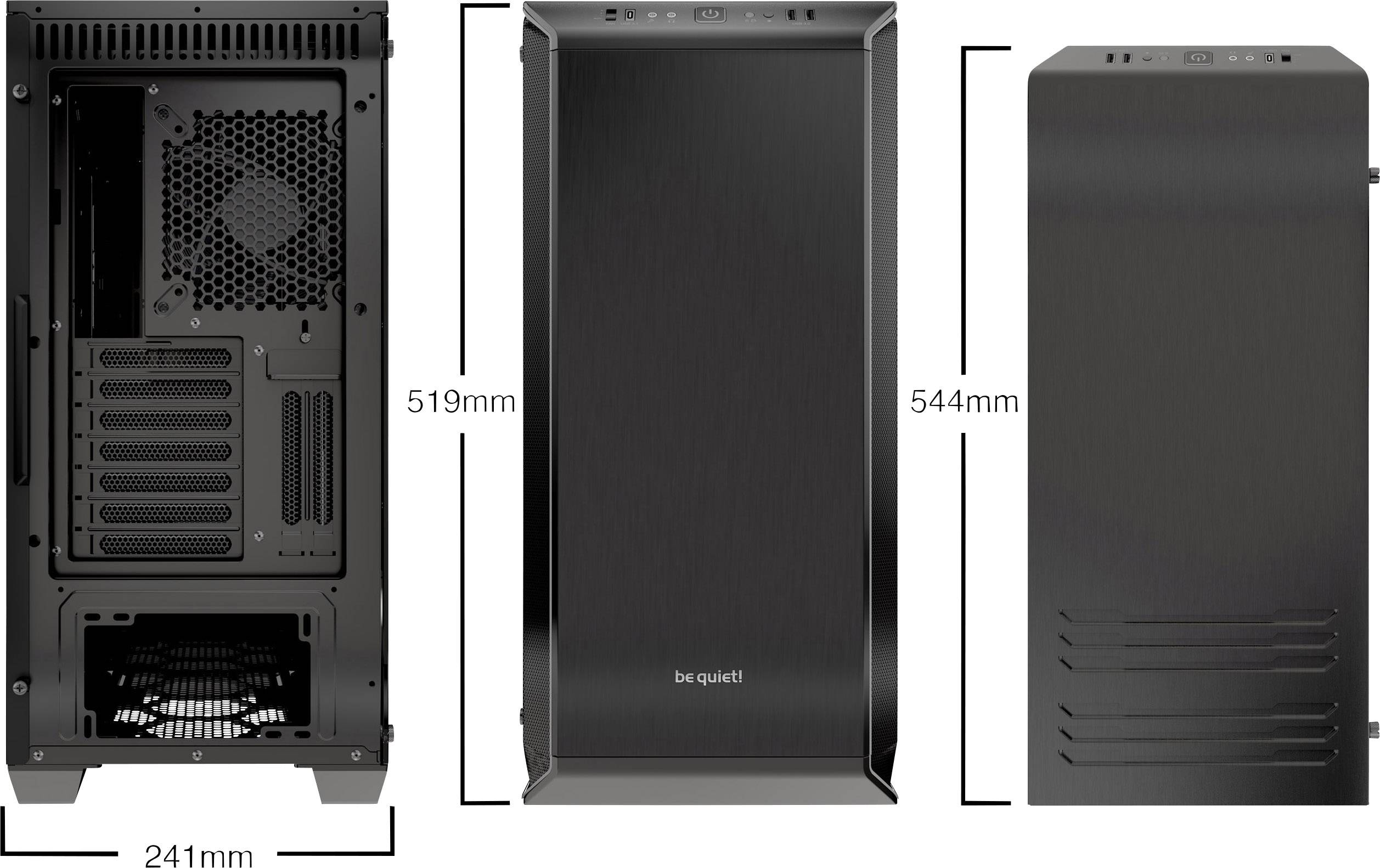 BeQuiet Dark Base 700 Midi-Tower PC-Gehäuse Schwarz 2 vorinstallierte Lüfter