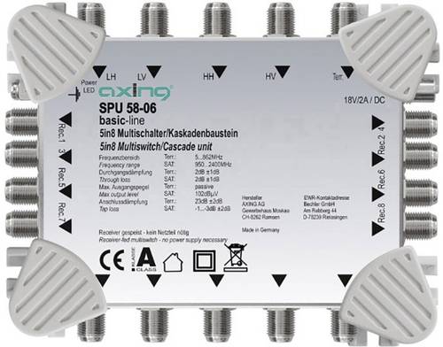 SPU 58-06 SAT Multischalter Kaskade Teilnehmer-Anzahl: 8