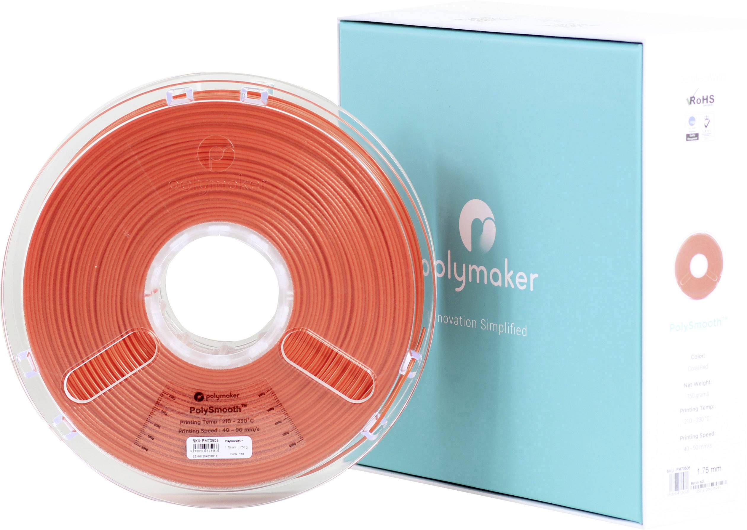 Polymaker 1612096 70506 Filament PVB 1.75mm 750g Rot PolySmooth 1St.