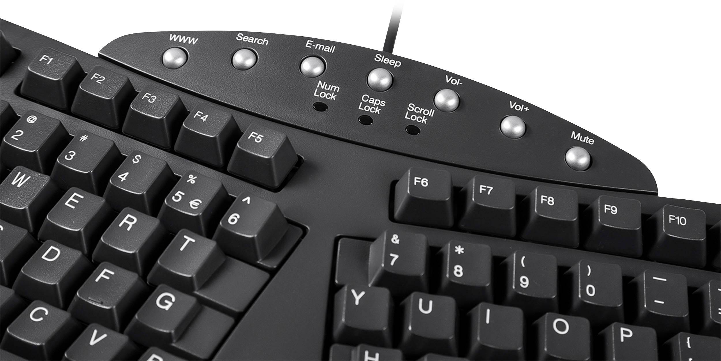 Perixx Periboard-512 USB Tastatur Deutsch, QWERTZ Schwarz Ergonomisch