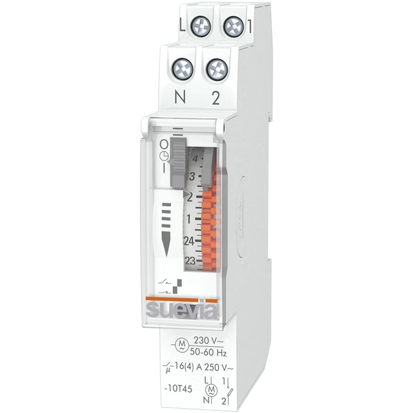 Suevia DinO One RD Hutschienen-Zeitschaltuhr analog 230 V/AC 16 (4) A/250V Suevia DinO One RD Hutschienen-Zeitschaltuhr analog 230 V/AC 16 (4) A/250V