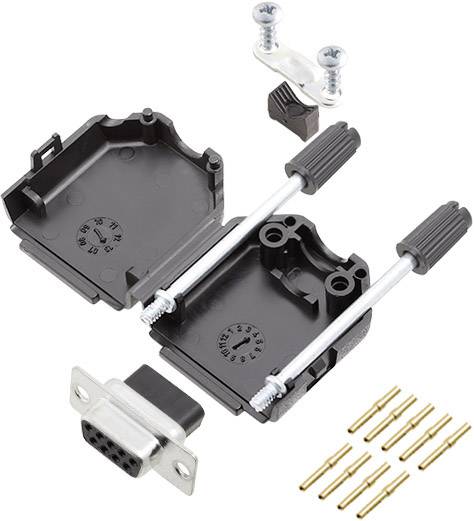 Elektronische Steckverbindungskits mit Kunststoffgehäuse, Metallelementen und Kontakten, verwendet für die Montage und Verbindung von Kabeln.