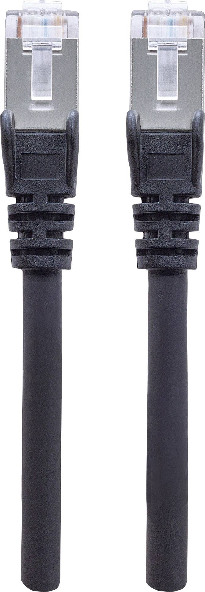 Zwei schwarze Ethernet-Kabel mit RJ45-Steckern, geeignet für Netzwerkanbindungen.