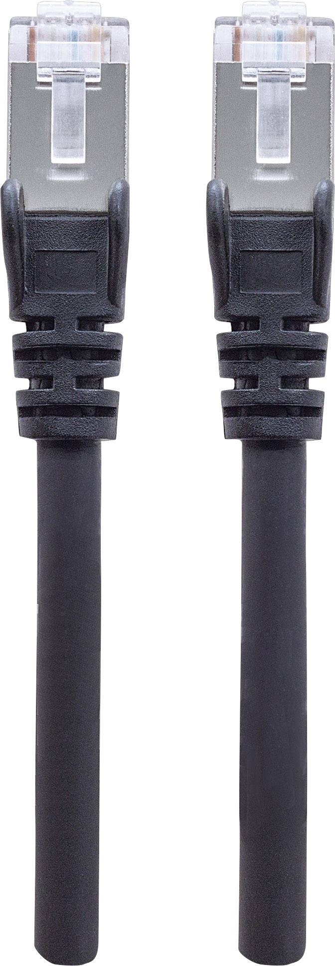Zwei schwarze Ethernet-Kabel mit RJ45-Steckern, die für Netzwerkverbindungen verwendet werden.