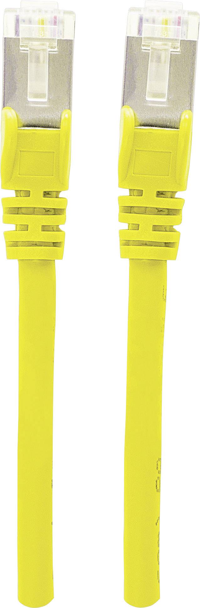 Zwei gelbe Ethernet-Kabel mit RJ45-Steckern, die für Netzwerkverbindungen verwendet werden.