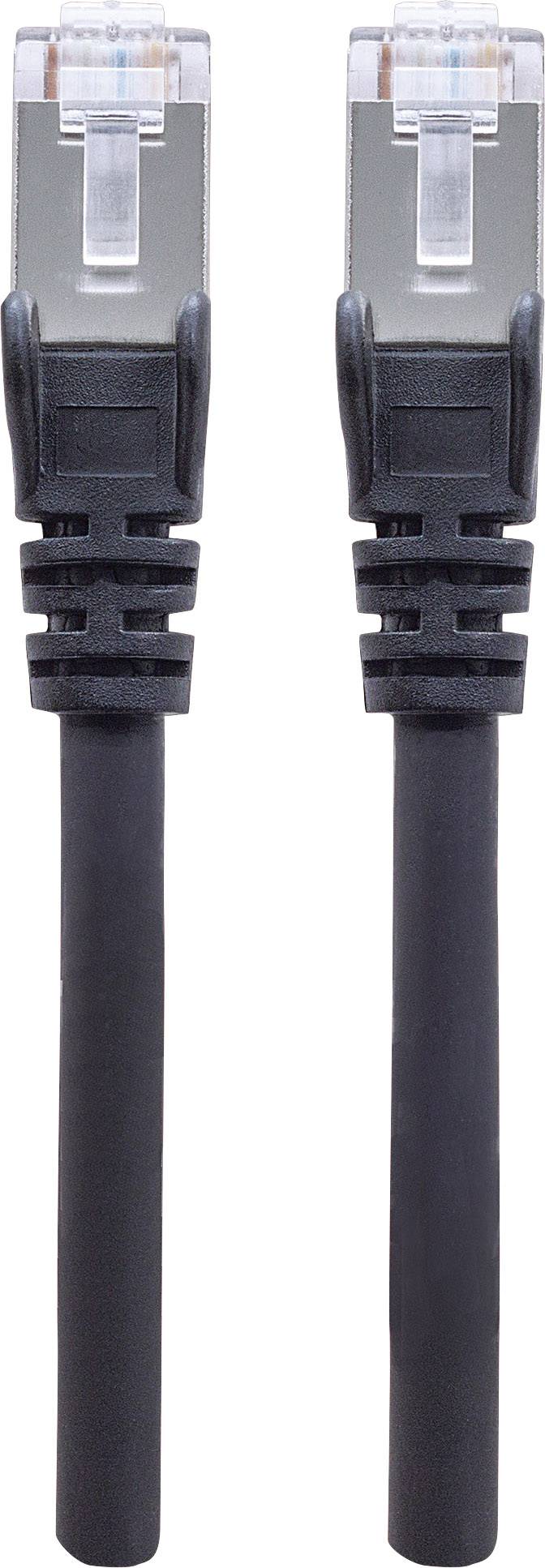 Zwei schwarze Ethernet-Kabel mit silbernen Steckern, nebeneinanderstehend, vor einem weißen Hintergrund.