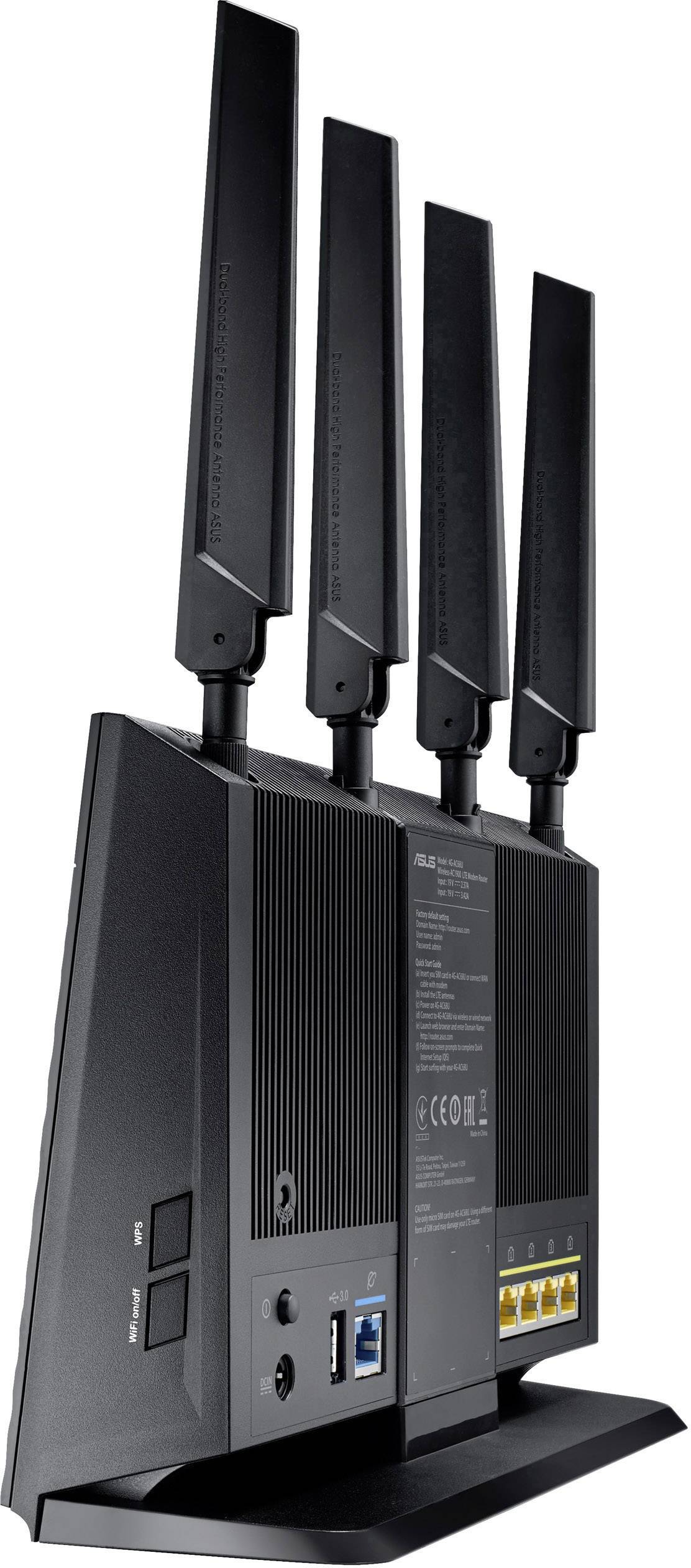 Asus 4G-AC68U AC1900 WLAN Router mit Modem Integriertes Modem: LTE, UMTS 2.4 GHz, 5 GHz