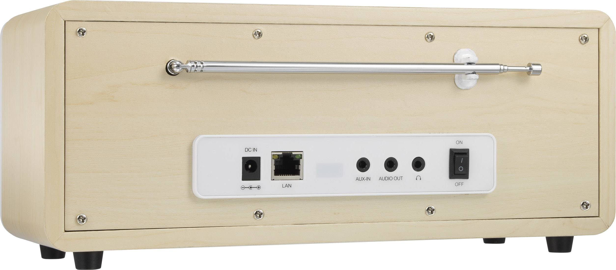 Renkforce RF-IRDAB-RETRO1 Internet Tischradio DAB+, UKW, Internet AUX, Bluetooth®, WLAN, LAN, Internetradio DLNA-fähig Holz