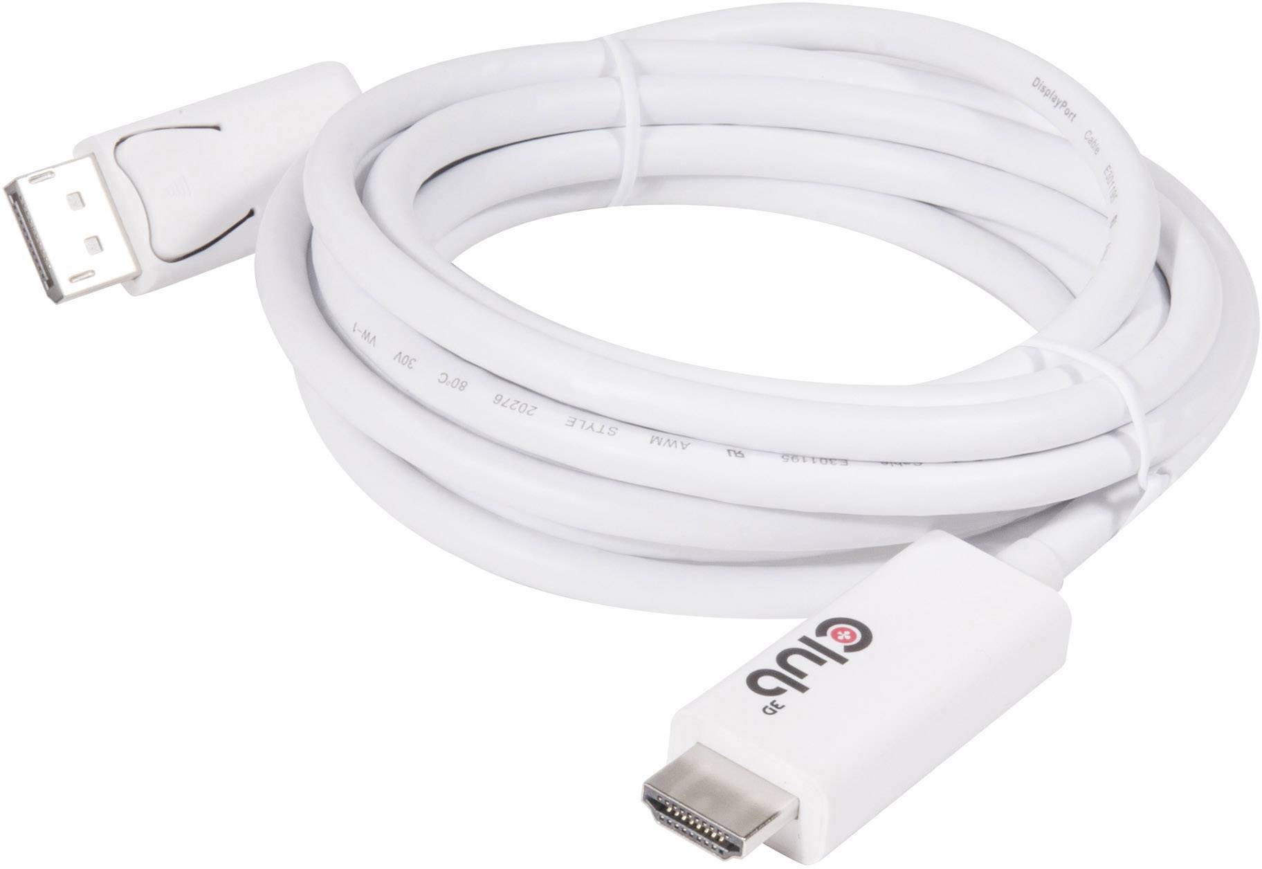 Club3D DisplayPort / HDMI Adapterkabel DisplayPort Stecker, HDMI-A Stecker 3.00 m Weiß CAC-1073 Dis
