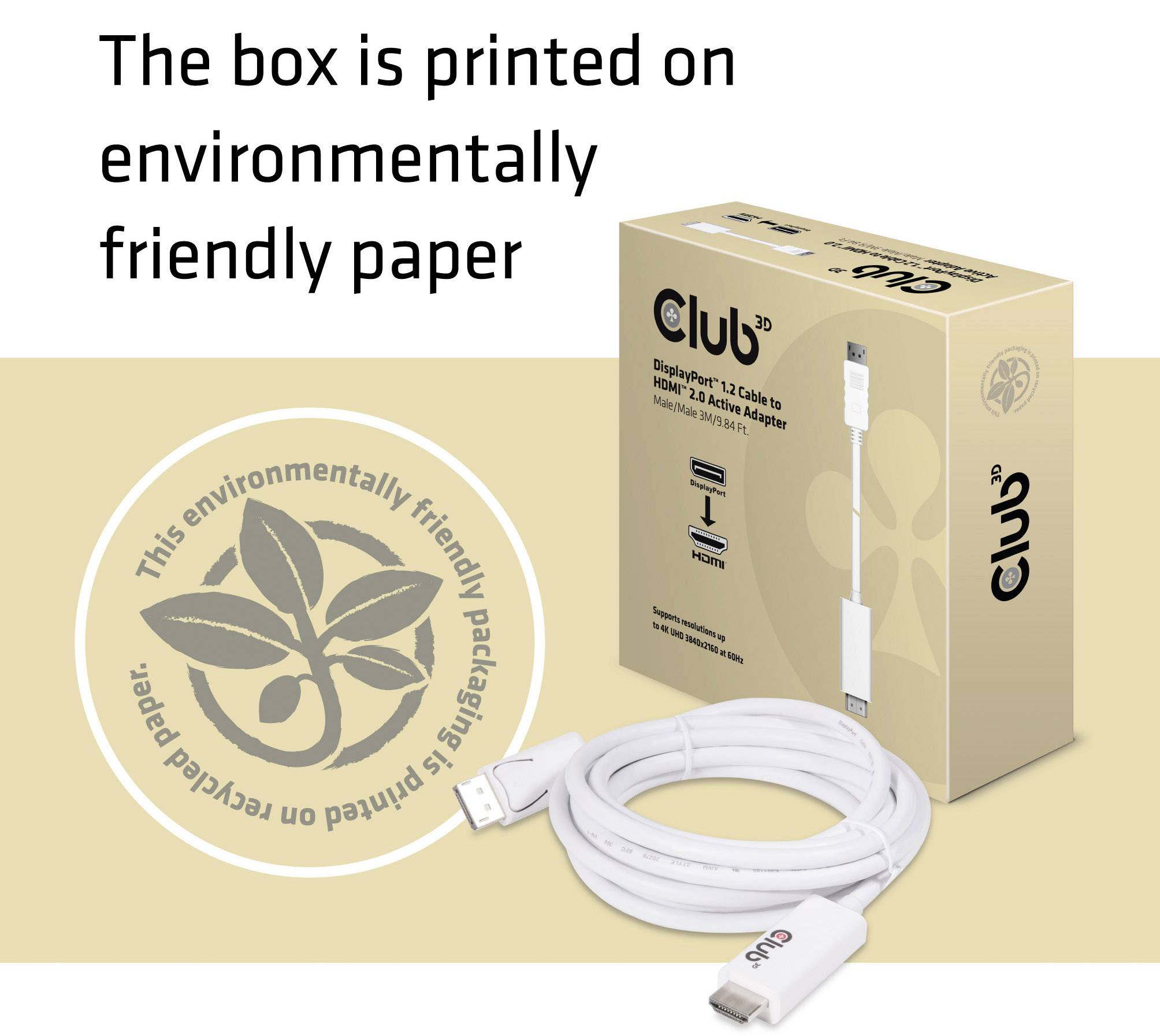 Club3D DisplayPort / HDMI Adapterkabel DisplayPort Stecker, HDMI-A Stecker 3.00 m Weiß CAC-1073 Dis
