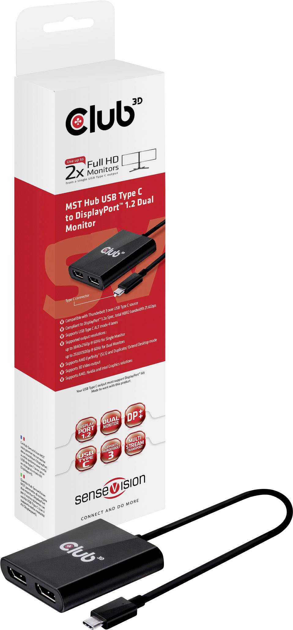 Club3D CSV-1545 1+2 Port USB 3.2 Gen 1-Umschalter (USB 3.0) Schwarz