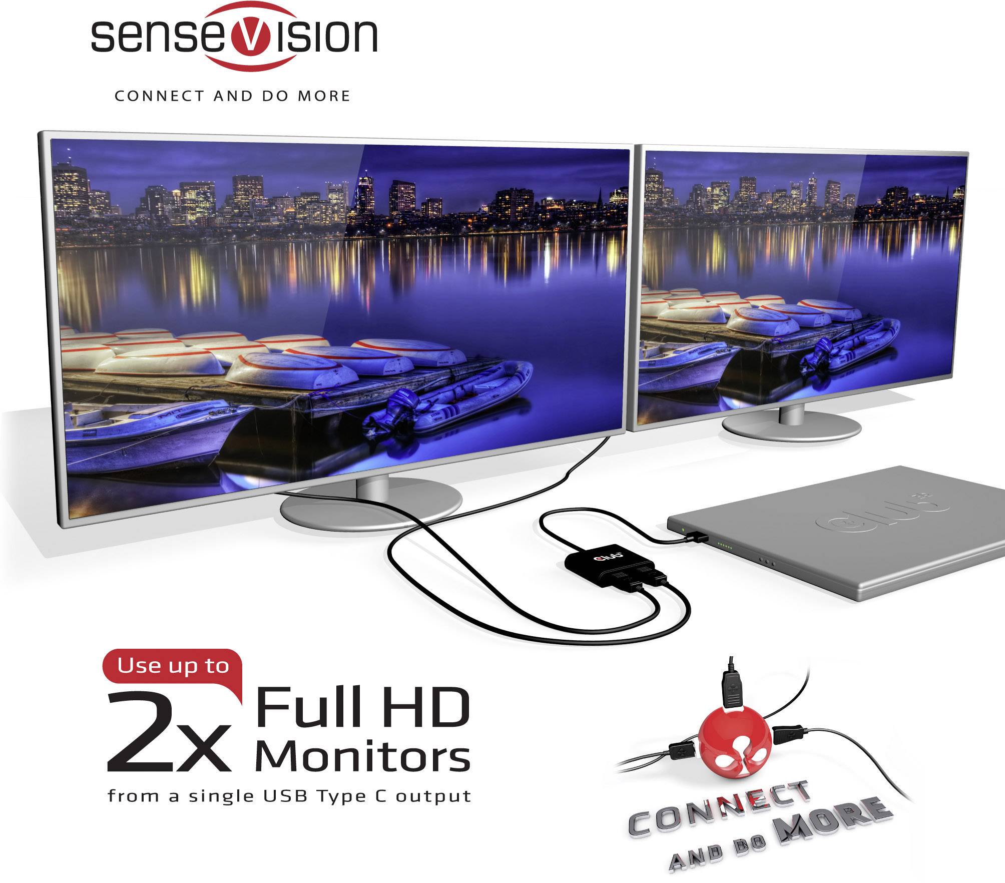 Club3D CSV-1545 1+2 Port USB 3.2 Gen 1-Umschalter (USB 3.0) Schwarz