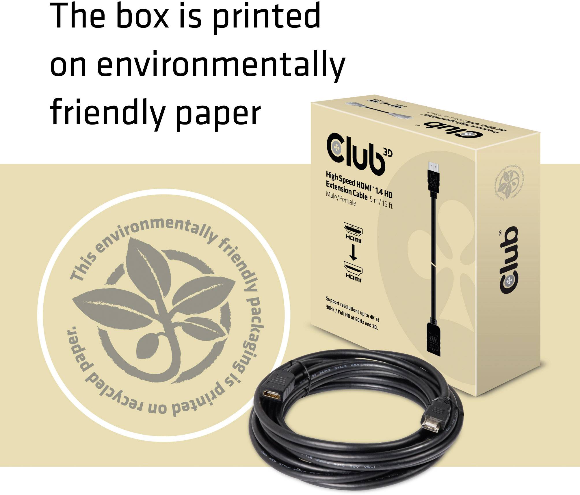 Club3D HDMI Verlängerungskabel HDMI-A Stecker, HDMI-A Buchse 5.00m Schwarz CAC-1320 4K UHD HDMI-Kabel