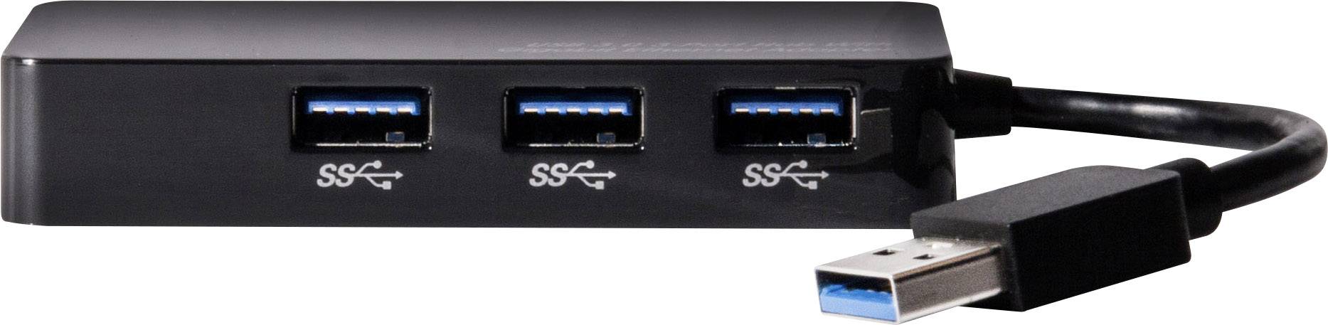 club3D CSV-1430 USB-Hub 3+1 Port USB-A (USB 3.2 Gen 1), LAN (10/100/1000 MBit/s) Schwarz (glänzend) CSV-1430