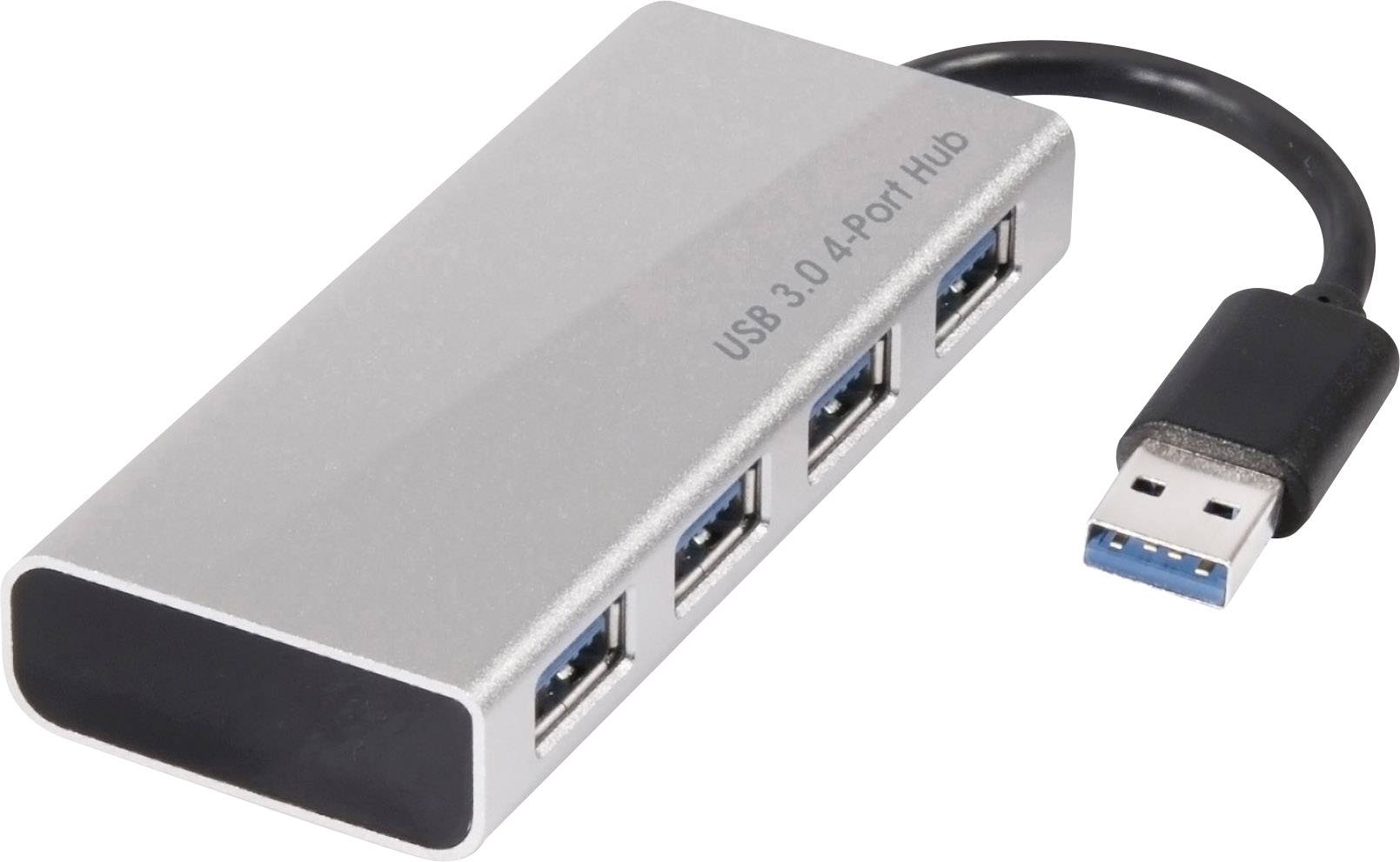 club3D CSV-1431 USB-Hub 4 Port USB-A (USB 3.2 Gen 1) mit Aluminiumgehäuse, mit Schnellladeport Aluminium (gebürstet) CSV-1431