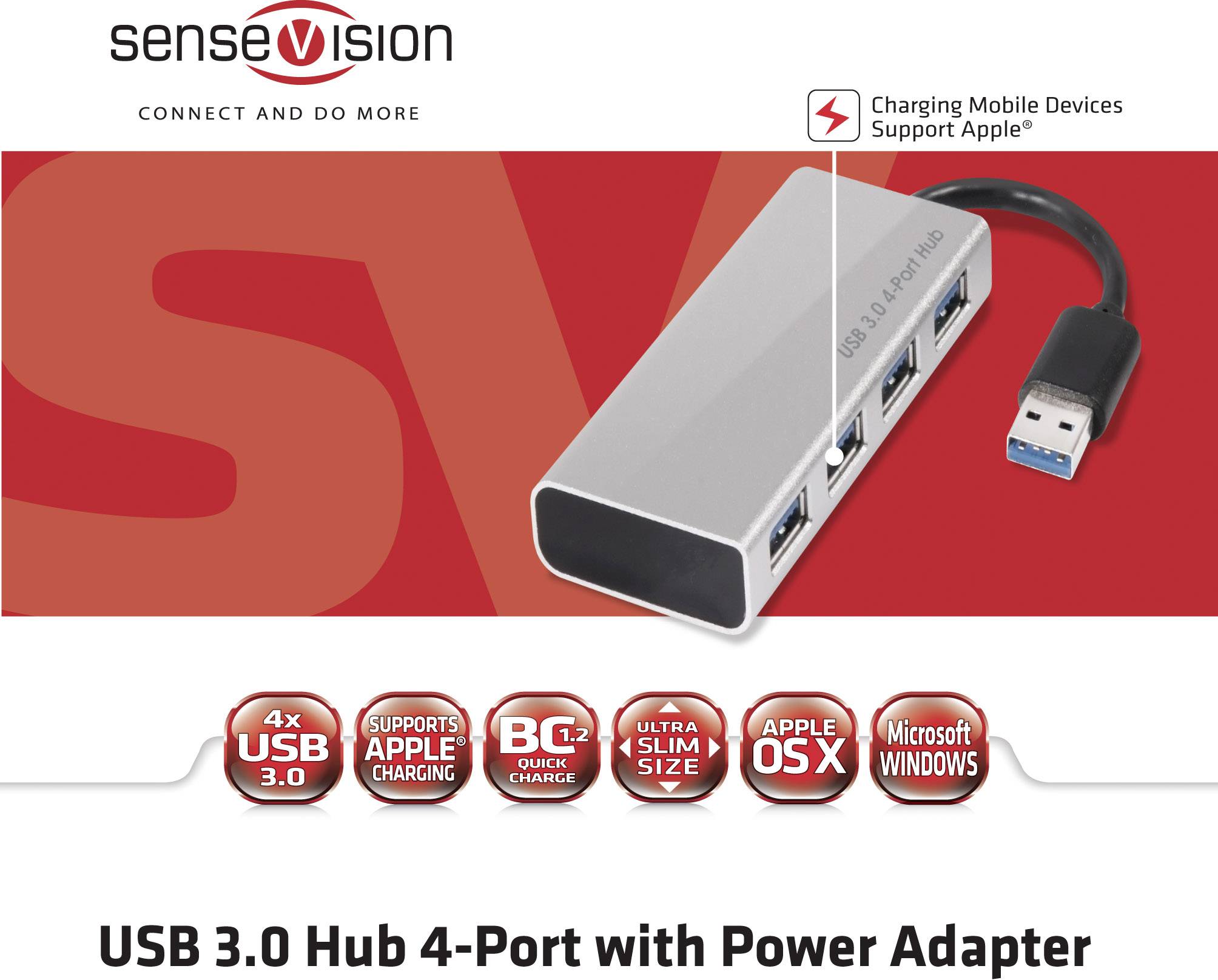 club3D CSV-1431 USB-Hub 4 Port USB-A (USB 3.2 Gen 1) mit Aluminiumgehäuse, mit Schnellladeport Aluminium (gebürstet) CSV-1431