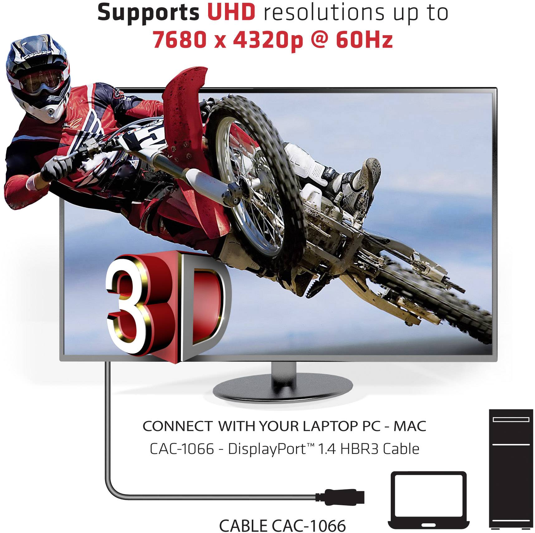 club3D DisplayPort Anschlusskabel 4.00 m Schwarz CAC-1066