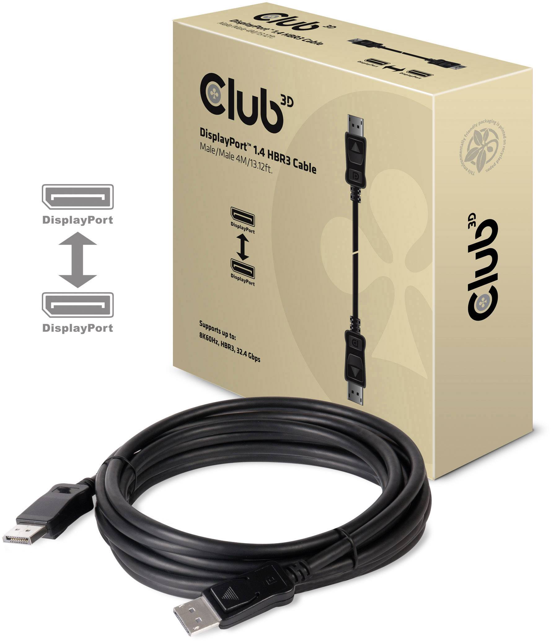 club3D DisplayPort Anschlusskabel 4.00 m Schwarz CAC-1066