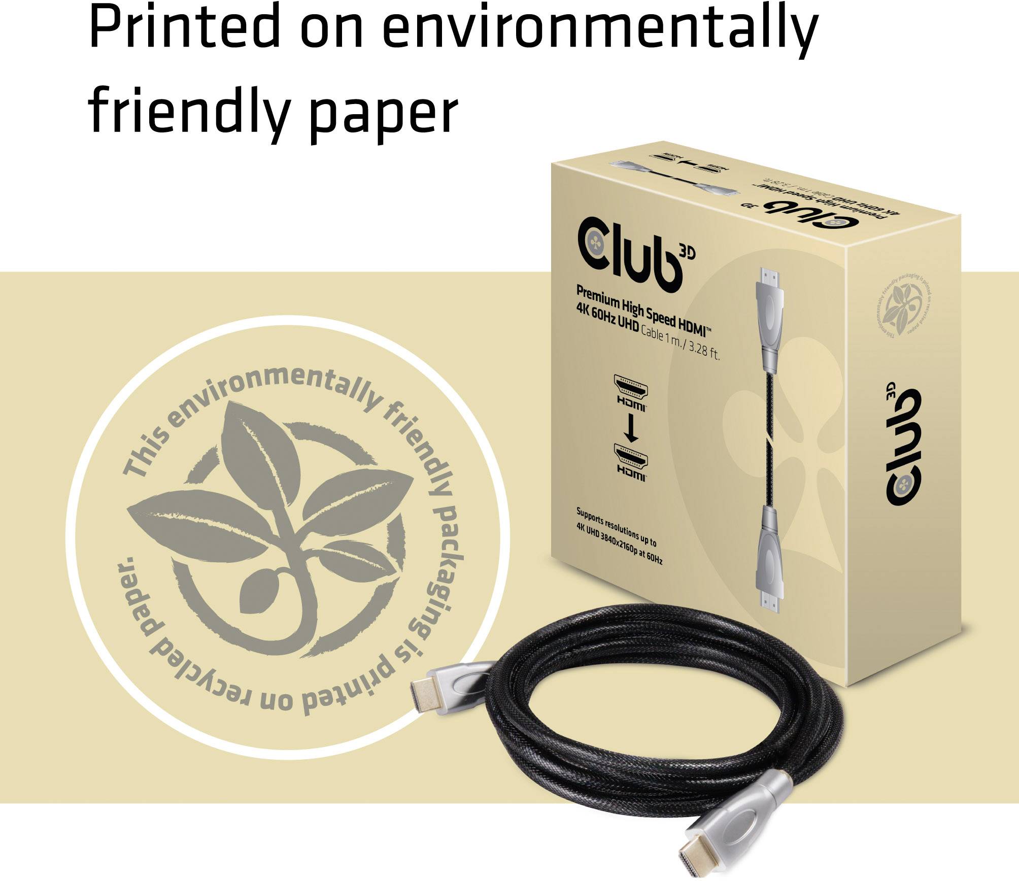 Club3D HDMI Anschlusskabel HDMI-A Stecker, HDMI-A Stecker 1.00m Schwarz, Silber CAC-1311 4K UHD, Folienschirm, UL-zertifiziert