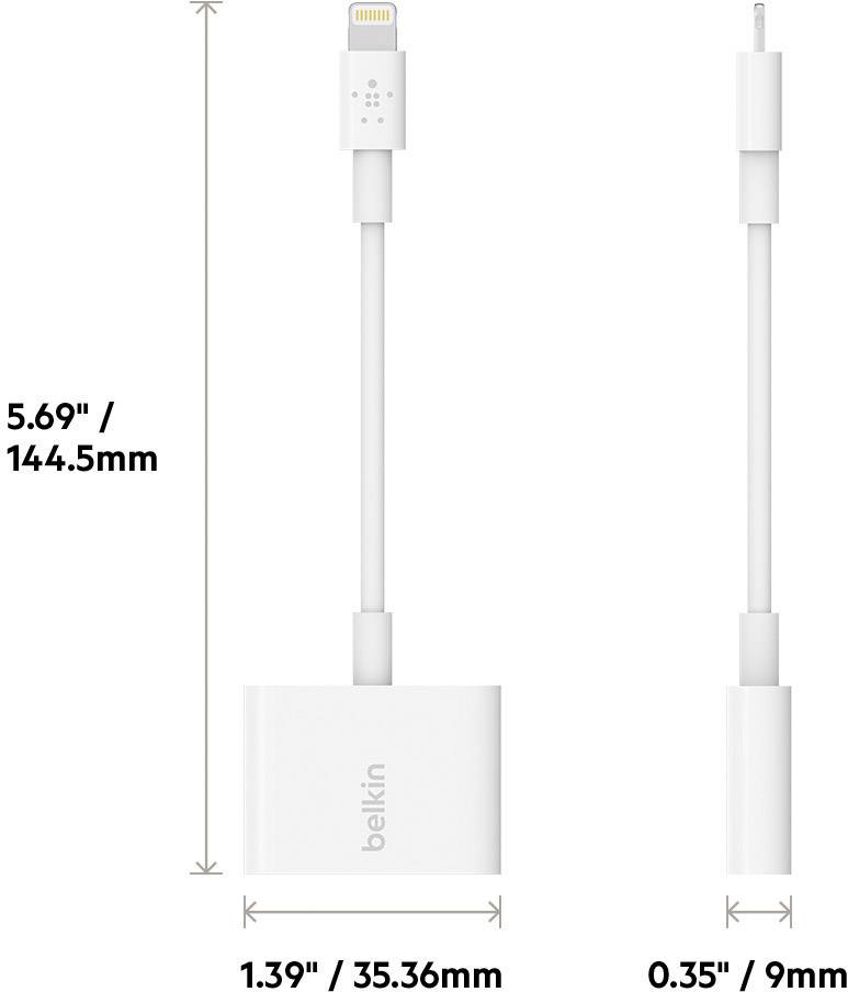 Belkin Apple iPad/iPhone/iPod Anschlusskabel [1x Apple Lightning-Stecker - 1x Klinkenbuchse 3.5 mm, Apple Lightning-Buchse] Weiß