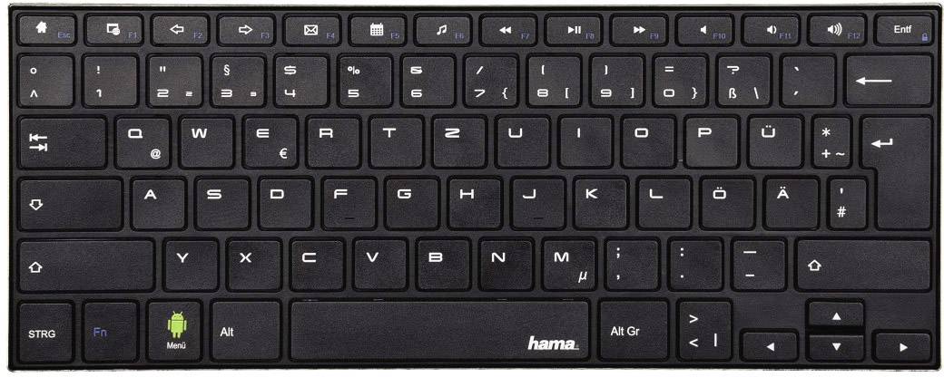 Hama KEY2GO X1000 Bluetooth® Tastatur Deutsch, QWERTZ, Windows® Schwarz Wiederaufladbar, USB-Anschluss