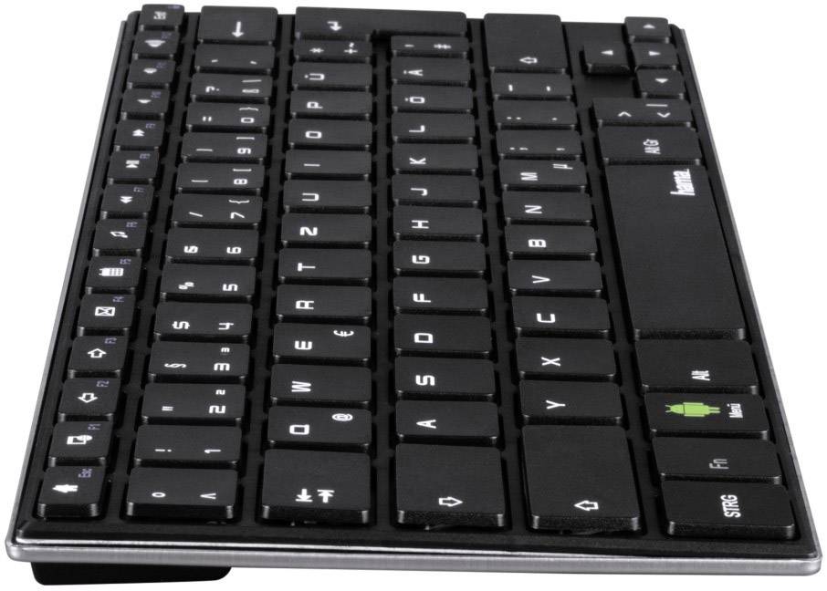 Hama KEY2GO X1000 Bluetooth® Tastatur Deutsch, QWERTZ, Windows® Schwarz Wiederaufladbar, USB-Anschluss