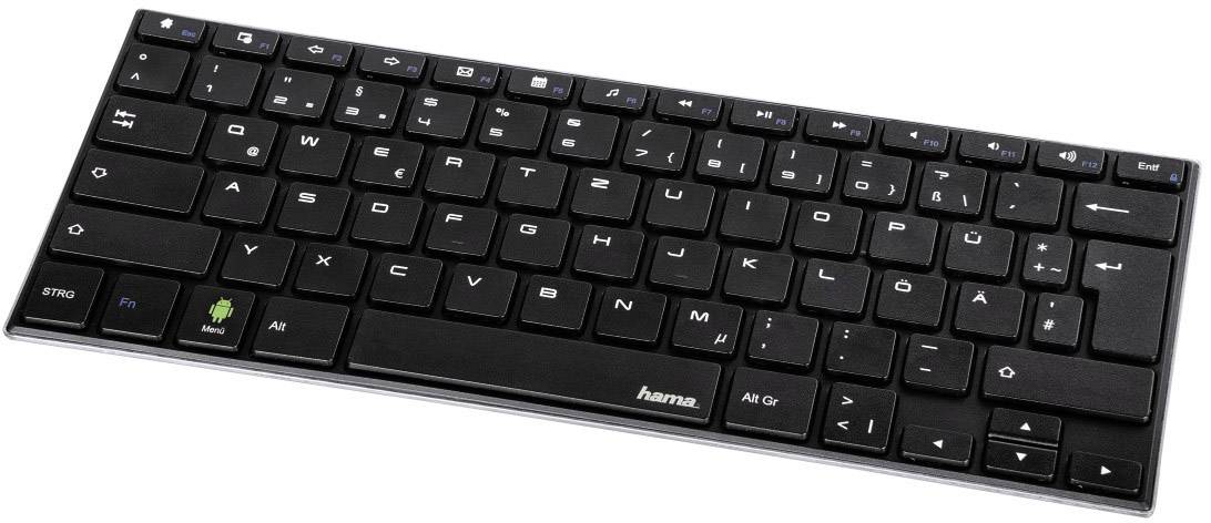 Hama KEY2GO X1000 Bluetooth® Tastatur Deutsch, QWERTZ, Windows® Schwarz Wiederaufladbar, USB-Anschluss