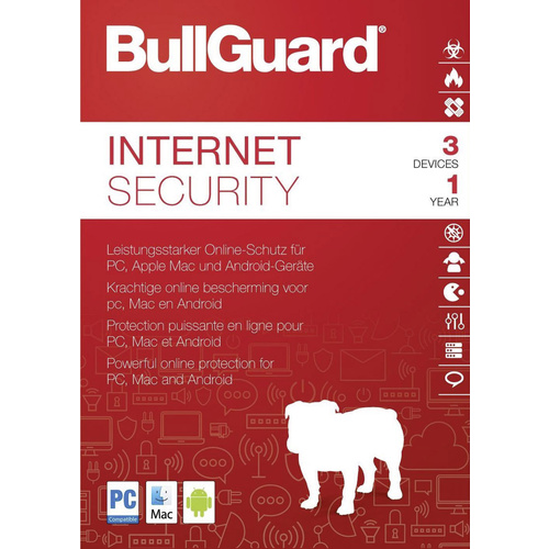 Bullguard Internet Security 2019 Vollversion, 3 Lizenzen Windows Sicherheits-Software