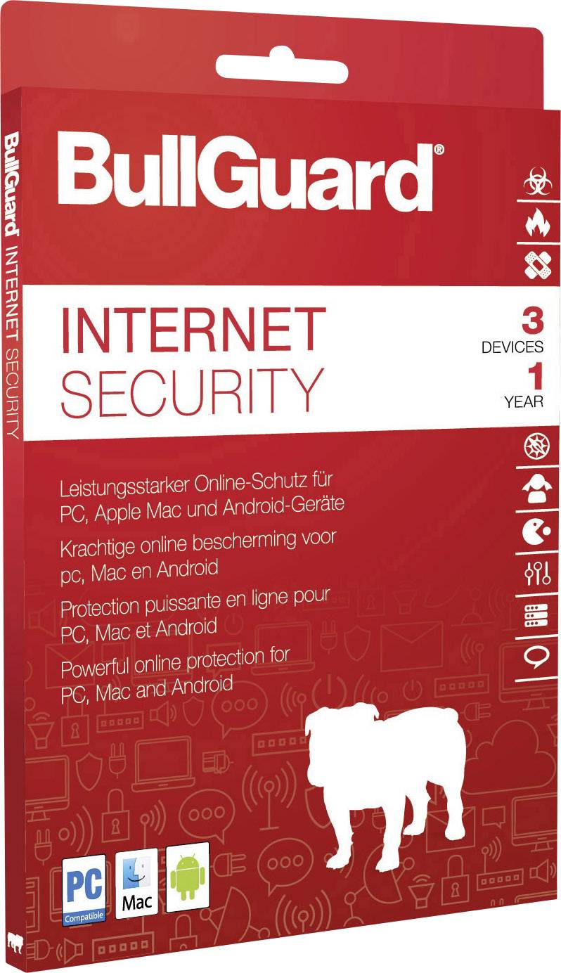 Bullguard Internet Security 2020 3U W/A/M Jahreslizenz, 3 Lizenzen Windows, Mac, Android Sicherheits-Software