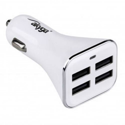 Akyga USB Ladegerät 34 W 4x USB-A Weiß KFZ