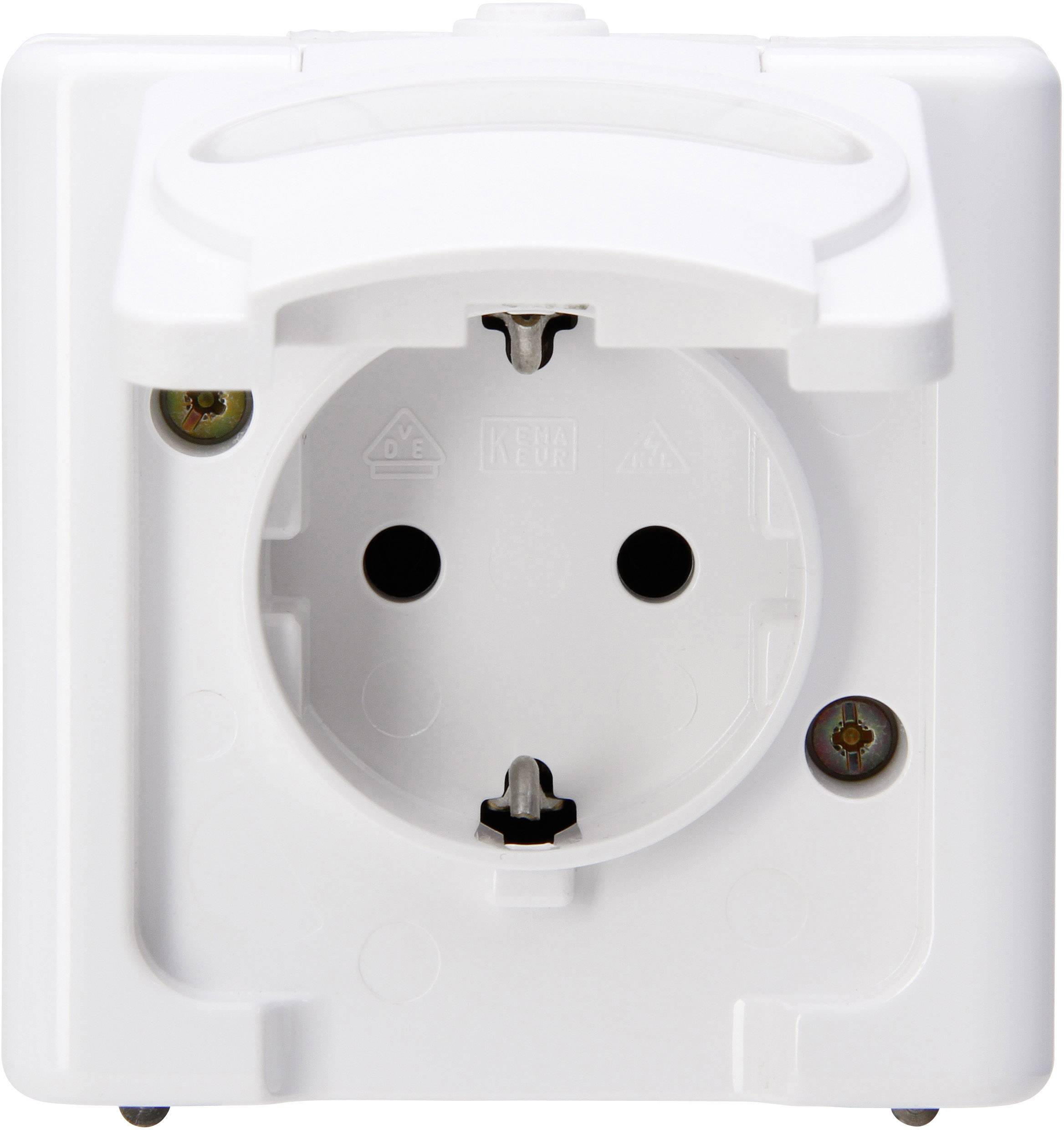 Kopp 103302007 Feuchtraum-Schalterprogramm Komplett Schutzkontakt-Steckdose mit Klappdeckel BlueElectric Arktis-Weiß 1St.