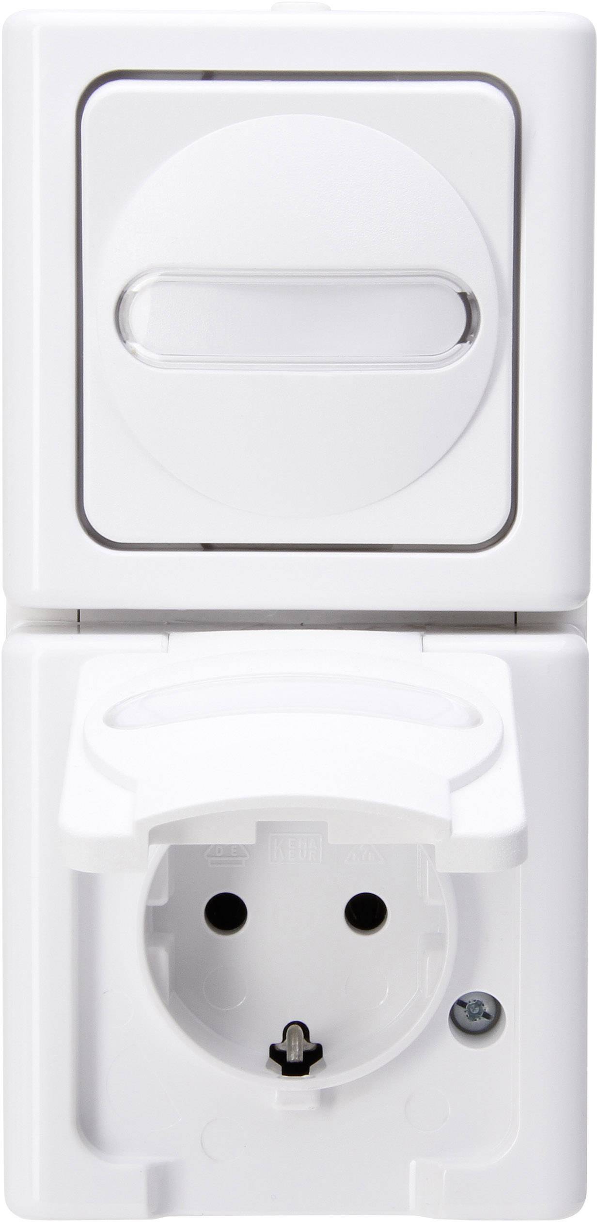 Kopp 130802000 1 Stück Feuchtraum-Schalterprogramm Komplett Schalter/Steckdosen Kombination BlueElectric Arktis-Weiß 1St.