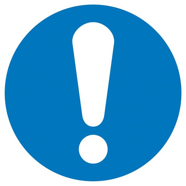 Gebotsschild Ausrufezeichen, Hygiene und Abstand Folie selbstklebend (Ø) 100mm ISO 7010 1St.