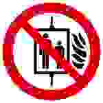 Verbotsschild Aufzug im Brandfall nicht benutzen Folie selbstklebend (Ø) 200mm ISO 7010 1St.