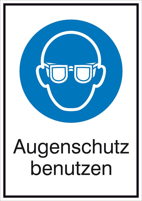 Gebotsschild Augenschutz benutzen, Hygiene und Abstand Aluminium (B x H) 131mm x 185mm ISO 7010 1St.