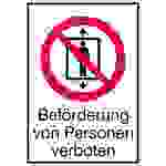 Verbotsschild Beförderung von Personen verboten Folie selbstklebend (B x H) 131mm x 185mm ISO 7010 1St.