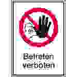 Verbotsschild Betreten verboten, Hygiene und Abstand Folie selbstklebend (B x H) 131mm x 185mm DIN 4844-2 1St.