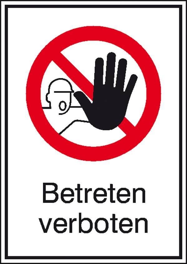 Verbotsschild Betreten verboten, Hygiene und Abstand Folie selbstklebend (B x H) 131mm x 185mm DIN 4844-2 1St.