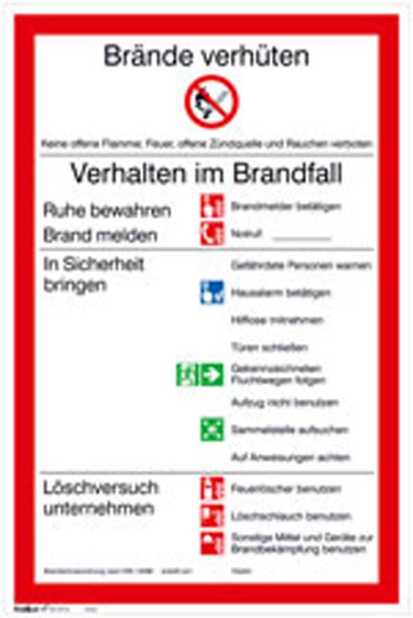 Aushang Brandschutzordnung Teil A Folie selbstklebend (B x H) 200mm x 300mm 1St.